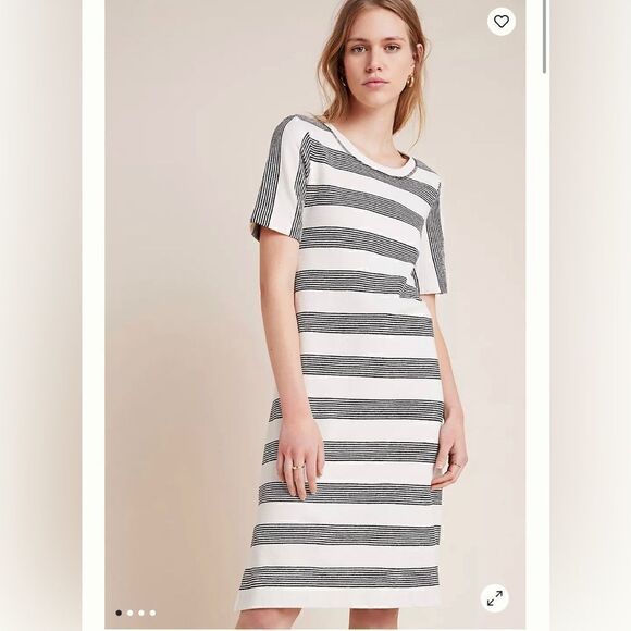 🆕 SATURDAY SUNDAY | Sallie Cream Black Cotton Striped Midi Dress Size XS - Picture 1 of 9